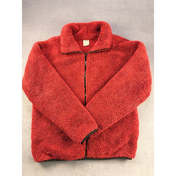 Pink Victoria Secret Fleece Zip Up Jacket, Red w/ Blk Trim, Women's Med - Picture 1 of 8